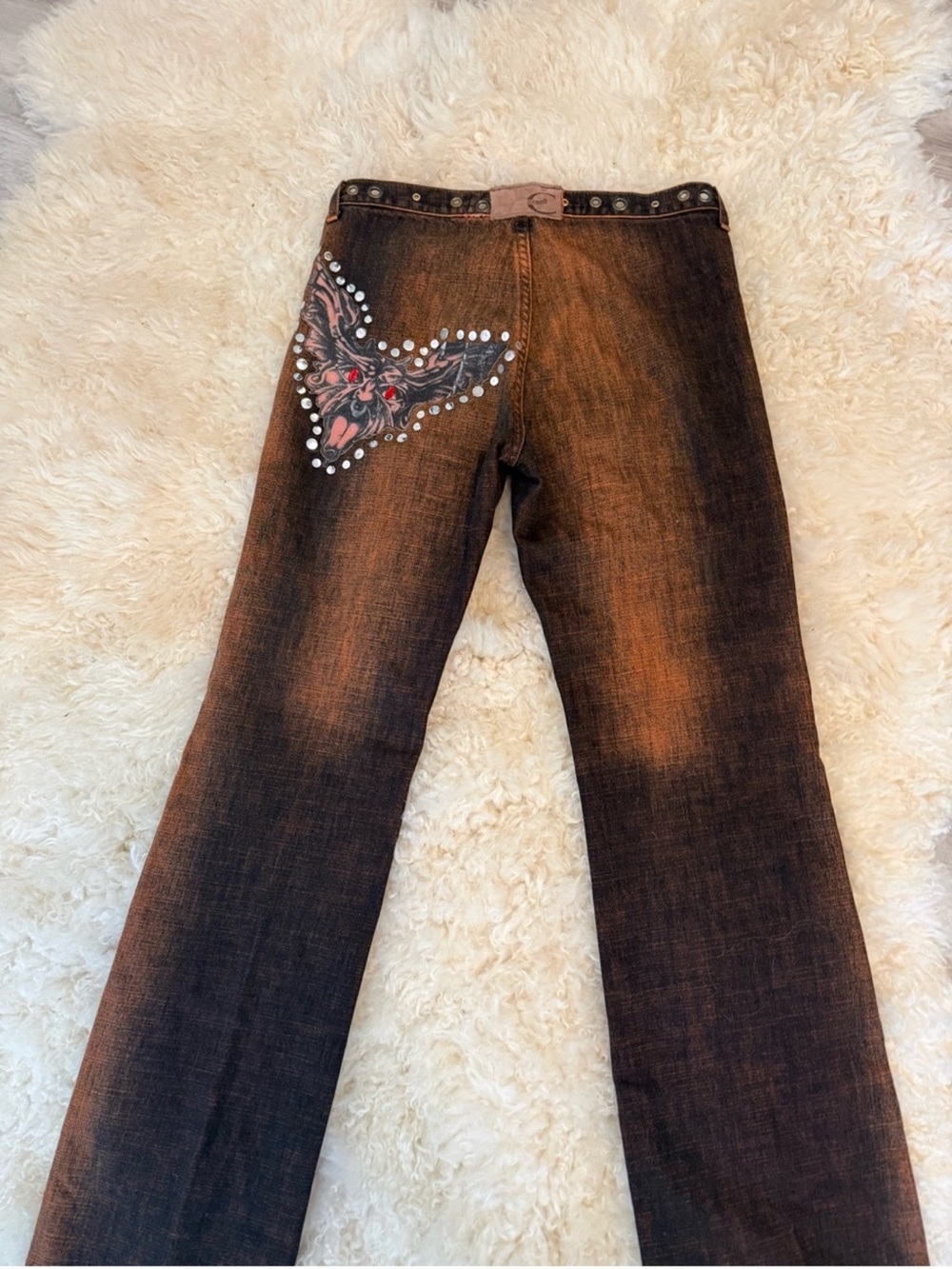 RARE 🔥 Just Cavalli 2003 Low Rise Bat Acid Wash Jeans - Picture 14 of 15
